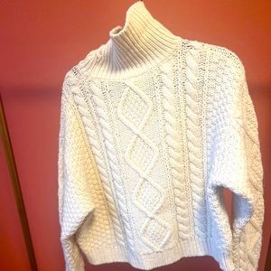 100% Wool Beige Cable Knit Sweater